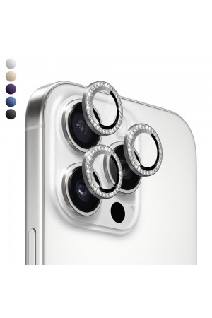 iPhone 15 Pro / 15 Pro Max Rock Seri Taşlı Metal Kamera Lens Koruyuc…