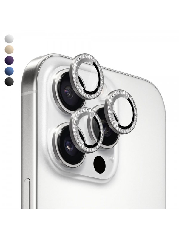iPhone 15 Pro / 15 Pro Max Rock Seri Taşlı Metal Kamera Lens Koruyucu…