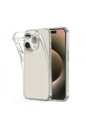 iPhone 15 Pro Kılıf Metal Tuşlu Kamera Korumalı Silikon Şeff…
