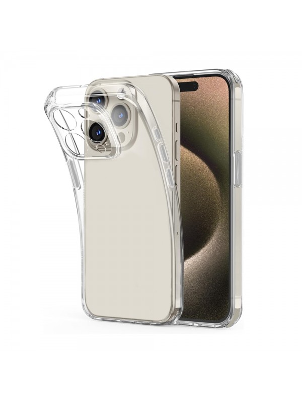 iPhone 15 Pro Kılıf Metal Tuşlu Kamera Korumalı Silikon Şeffaf Arka K…
