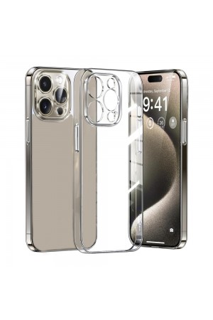 iPhone 15 Pro Max Kılıf Metal Tuşlu Kamera Korumalı Silikon Şeffa…