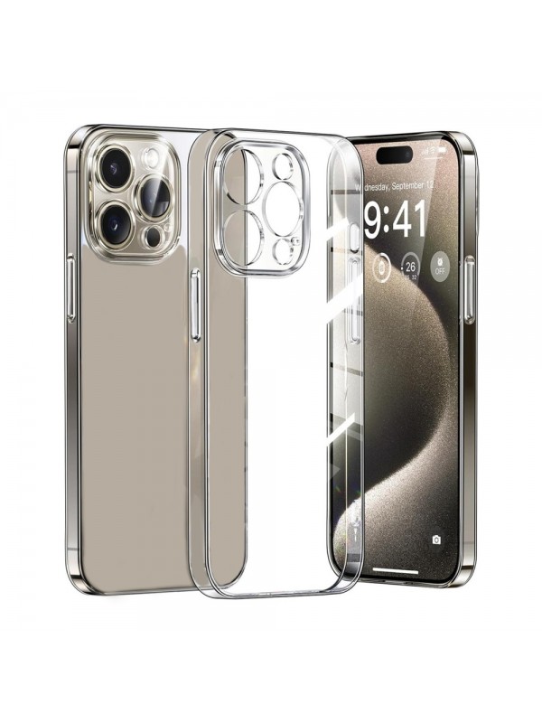 iPhone 15 Pro Max Kılıf Metal Tuşlu Kamera Korumalı Silikon Şeffaf Ar…
