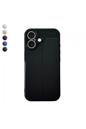 iPhone 16 Kılıf Focus Deri Desen Silikon Arka Kapak