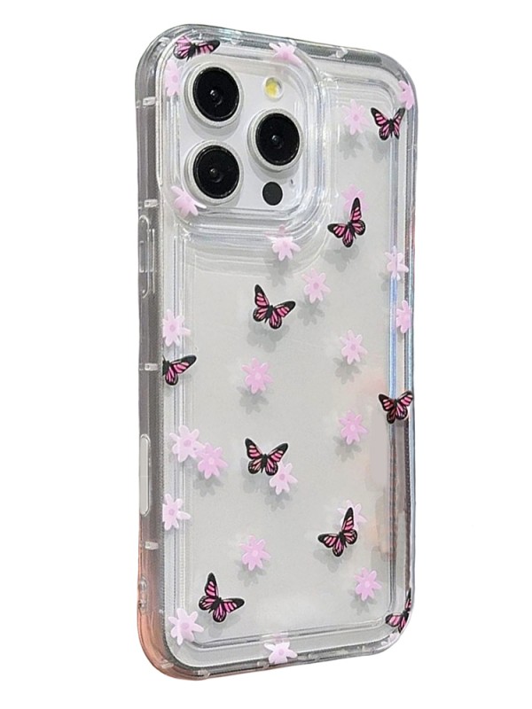 iPhone 16 Pro Çiçekli Butterfly Seri Silikon Kapak…