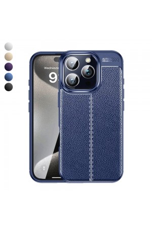iPhone 16 Pro Kılıf Focus Deri Desen Silikon Arka Kapak