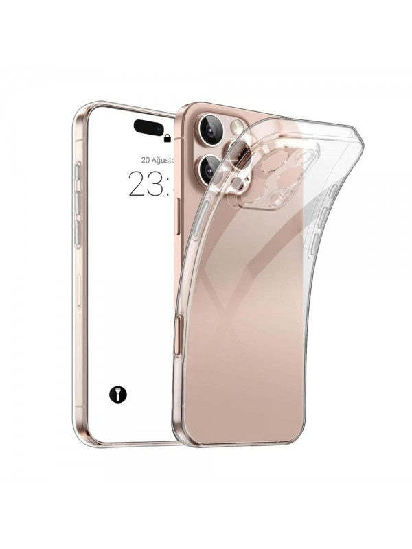 iPhone 16 Pro Kılıf Metal Tuşlu Kamera Korumalı Silikon Şeffaf Arka K…