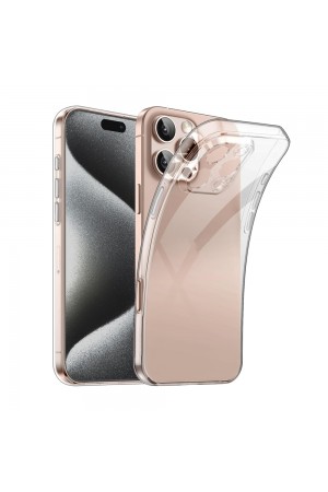 iPhone 16 Pro Max Kılıf Metal Tuşlu Kamera Korumalı Silikon Şeffa…