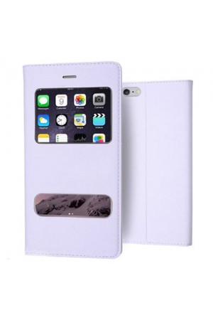 iPhone 6 Plus Gizli Mıknatıslı Pencereli Kılıf Beyaz