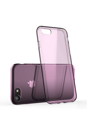iPhone 7/8 Kılıf Soft Silikon Şeffaf-Pembe Arka Kapak