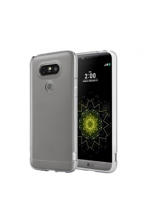 LG G5 Kılıf Soft Silikon Şeffaf-Siyah Arka Kapak