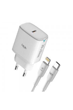 LinkTech C308 20W PD Type-C to Lightning Kablolu Şarj Aleti Set…