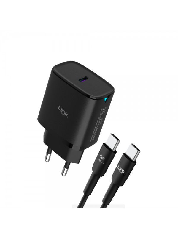 LinkTech C311 25W PD Type-C to Type-C Kablolu Şarj Aleti Set Siyah…