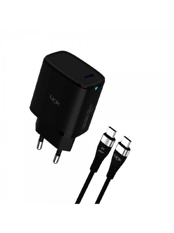 LinkTech C316 45W PD GaN3 QC 4.0 Type-C to Type-C Kablolu Şarj Aleti Set…