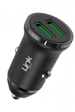 Linktech C480e 12W 2x USB Araç İçi Şarj Adaptörü (Başlık) Siyah