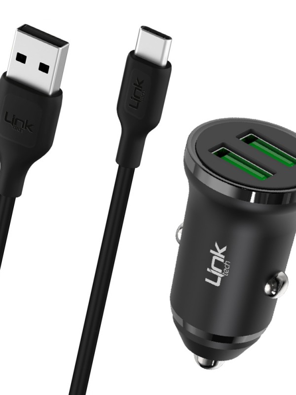 LinkTech C483e 12W 2x USB + Type-C USB Kablo Araç İçi Şarj Aleti Set S…