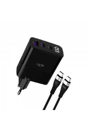 LinkTech G853 Premium 65W QC4.0 GaN Type-C Kablolu Şarj Aleti Set…