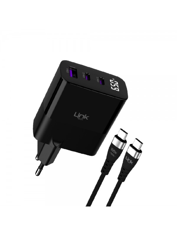 LinkTech G853 Premium 65W QC4.0 GaN Type-C Kablolu Şarj Aleti Set…