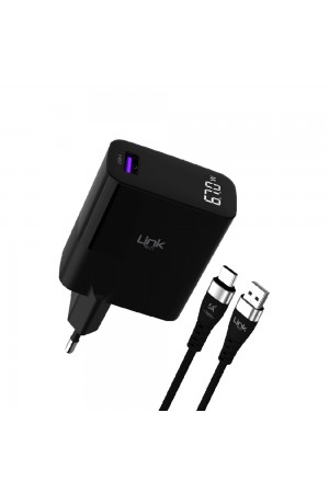 Linktech G860 Premium 67W GaN USB+Type-C Şarj Aleti Type-C Kablo Set…