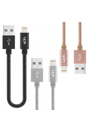 LinkTech K544 Safe Lightning USB Örgü Metal Data/Şarj Kablosu 30cm…