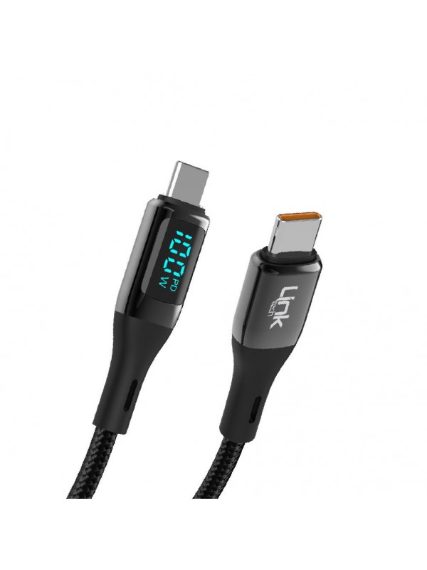 LinkTech K680 Dijital Göstergeli Type-C - Type-C 100W Data ve Şarj Kablo…