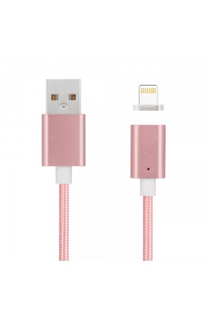 Manyetik Mıknatıslı iPhone Lightning Şarj Kablosu RoseGold Hasır-…