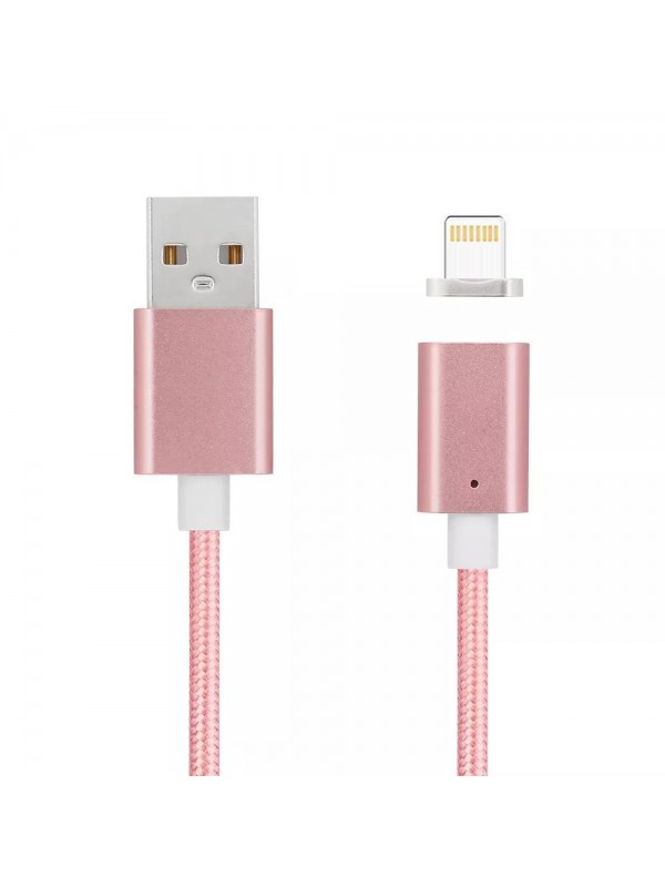 Manyetik Mıknatıslı iPhone Lightning Şarj Kablosu RoseGold Hasır-Örg…
