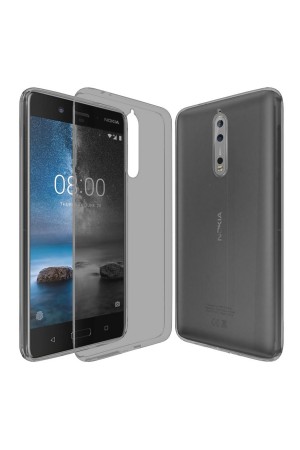 Nokia 8 Kılıf Soft Silikon Şeffaf-Siyah Arka Kapak