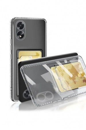 Oppo A38 Kılıf Cardy Şeffaf Kartlık Cepli Kapak...