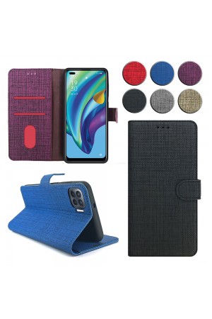 Oppo Reno4 Lite Kılıf FitCase Fabric Kapaklı Cüzdanlı…