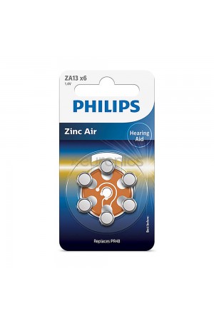 Philips ZA13 x6 PR48 İşitme Cihazı 1.4V Pil 6lı Paket 13 Numara…