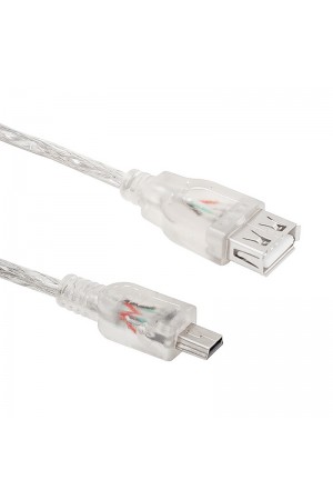 Powermaster 15627 USB 2.0 Şeffaf Mini 5 Pin Erkek-USB Dişi Kablo 1mt…