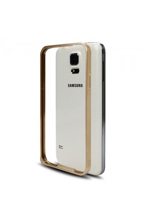 Samsung G900FQ S5 Bumper Çerçeve Kılıf Gold…