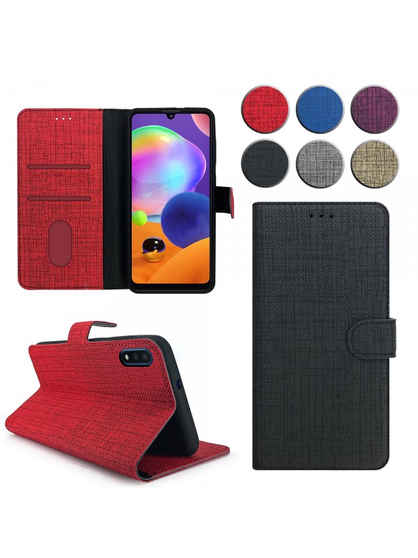 Samsung Galaxy A01 Kılıf FitCase Fabric Kapaklı Cüzdanlı