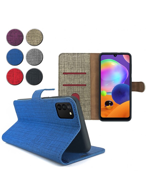 Samsung Galaxy A03s Kılıf FitCase Fabric Kapaklı Cüzdanlı
