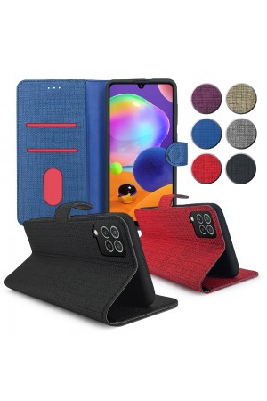 Samsung Galaxy A22 Kılıf FitCase Fabric Kapaklı Cüzdanlı…