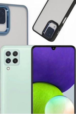 Samsung Galaxy A22 Kılıf Luna Lens Kamera Çerçeveli Silikon K…