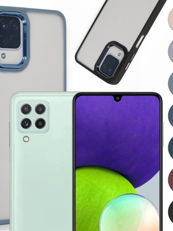 Samsung Galaxy A22 Kılıf Luna Lens Kamera Çerçeveli Silikon Kapak…
