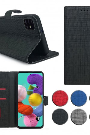 Samsung Galaxy A71 (A715) Kılıf FitCase Fabric Kapaklı Cüzdanlı