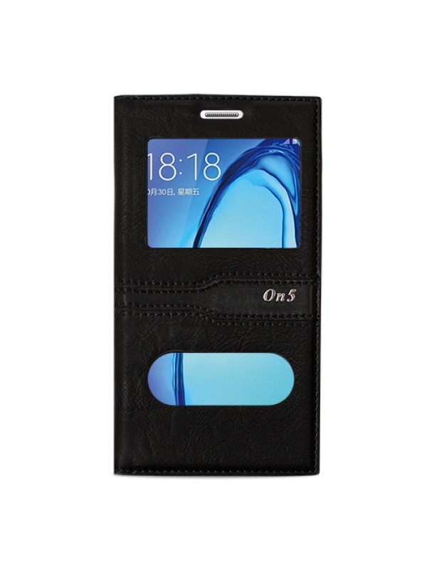 Samsung Galaxy On5 (G5520) Gizli Mıknatıslı Pencereli Magnum Kılıf Siyah