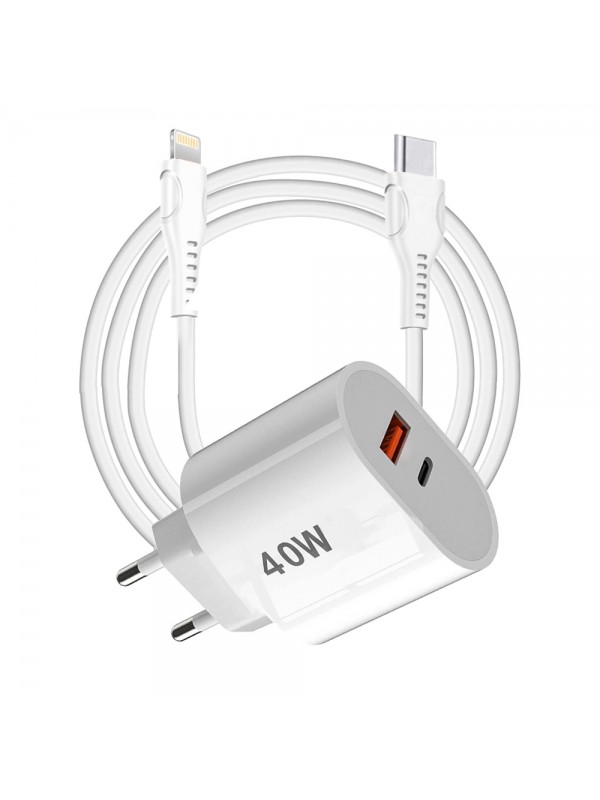 Tonex 40W USB-A + Type-C PD Çıkışlı Type-C to Lightning Kablolu Şarj…