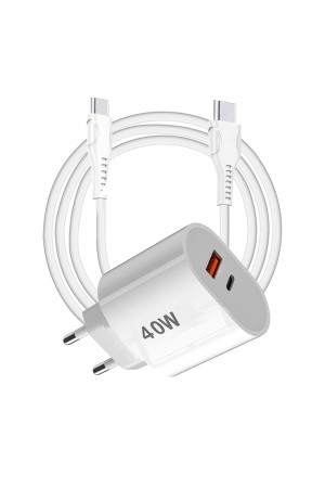Tonex 40W USB-A + Type-C 2x Çıkışlı Type-C to Type-C Kablolu Şar…