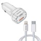 Tonex LA-38W PD + USB-A Type-C to Lightning Kablolu Araç İçi Şarj Aleti Set