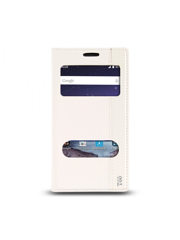 Turkcell T60 Gizli Mıknatıslı Pencereli Magnum Kılıf Beyaz