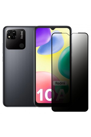 Xiaomi Redmi 10A Hayalet Privacy Gizli Cam Ekran Koruyucu Siyah