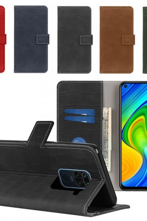 Xiaomi Redmi Note 9 Kılıf Kroko Desen Kapaklı Cüzdanlı