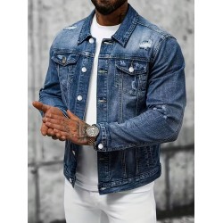 Erkekler İçin Çok Cepli Slim Fit Kot Ceket