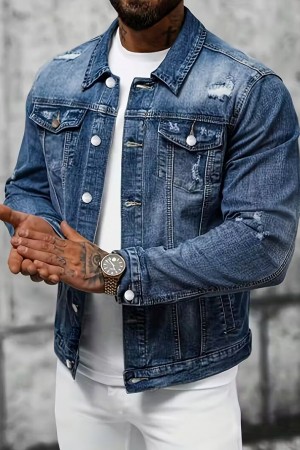 Erkekler İçin Çok Cepli Slim Fit Kot Ceket…