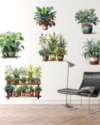 Tropikal Bitkiler Duvar Stickerı Model C