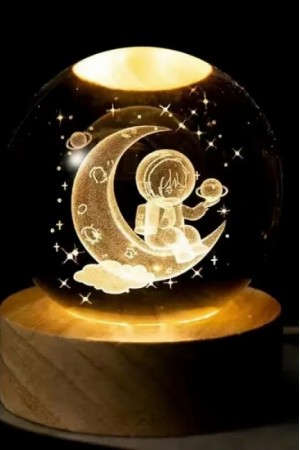 Ay Üstünde Astronot Tasarımlı Işıklı Cam Küre (6 cm)…