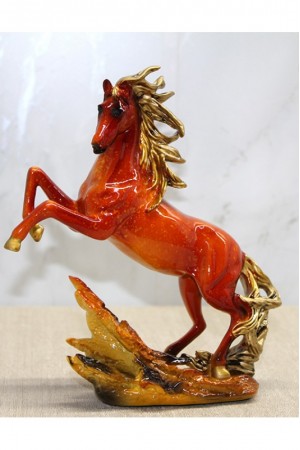 Polyester Gold Detaylı Şahlanmış At Figürü…